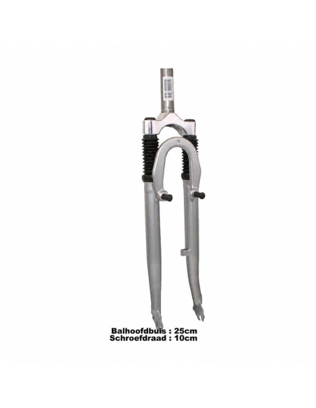 Verende voorvork 28" met 1 1/8" vorkbuis - V-brake en trommelremnok - zilver