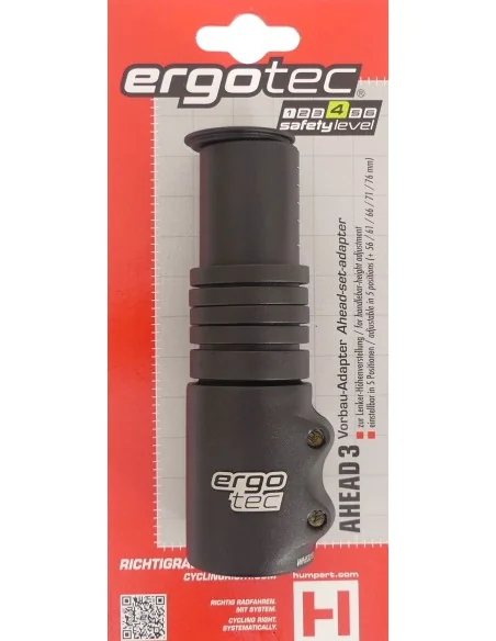 Stuurpen verlenger Ergotec Ahead 3 - 1-1/8" AL6061 T6 - zwart gezandstraald