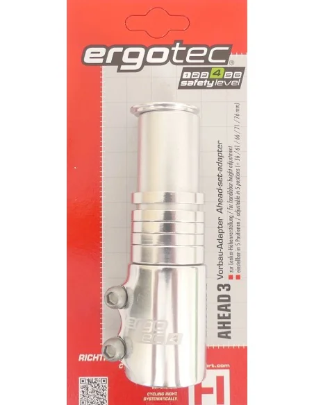 Stuurpen verlenger Ergotec Ahead 3 - 1-1/8" AL6061 T6 - zilver