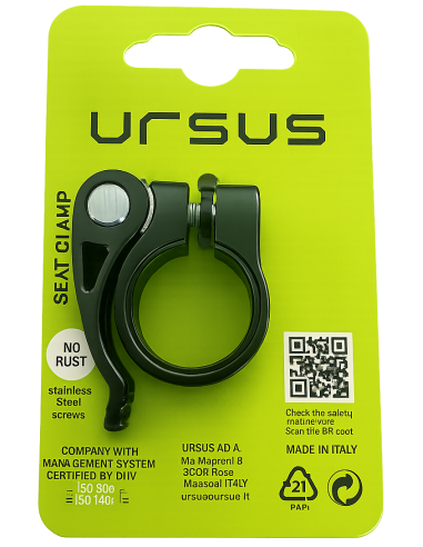 Zadelpenklem met snelspanner Ursus ø38.1 mm aluminium - zwart