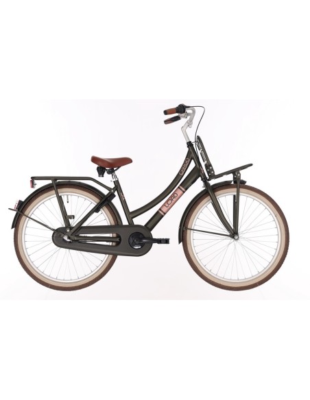 Kinderfiets BIKEFUN KIDS Load New 24'' met voor- en achterdrager - mat/groen