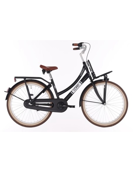 Kinderfiets BIKEFUN KIDS Load New 24'' met voor- en achterdrager - mat/zwart