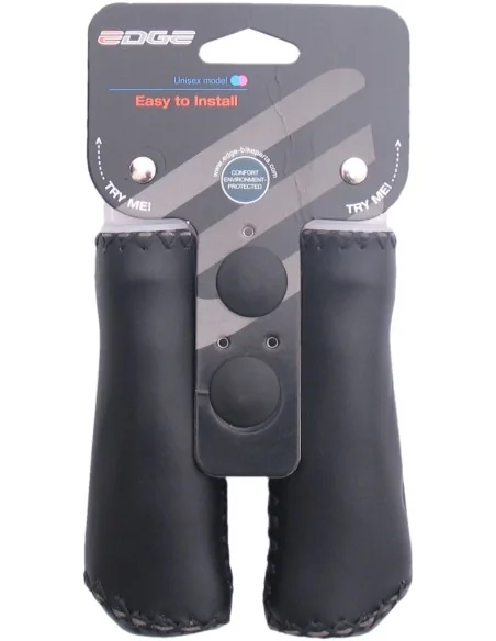 Handvatset Edge Leer - zwart - 2*135mm (winkelverpakking)