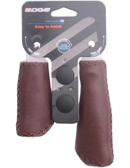 Handvatset Edge Leer - mat donkerbruin - 135/92mm (winkelverpakking)