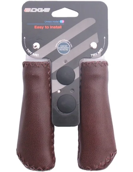 Handvatset Edge Leer - mat Donkerbruin - 2*135 mm (op kaart verpakt)