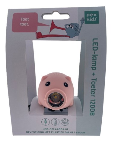 LED-lamp PexKids varken met toeter USB-oplaadbaar - roze