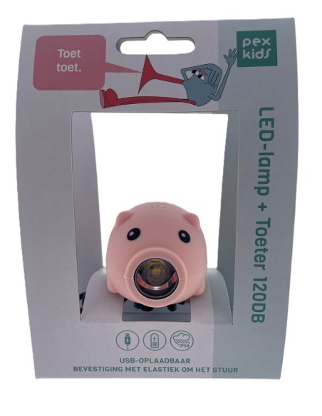 LED-lamp PexKids varken met toeter USB-oplaadbaar - roze