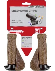 Handvatpaar Ergotec MF1 kurk / aluminium 130+130 mm - bruin / zwart