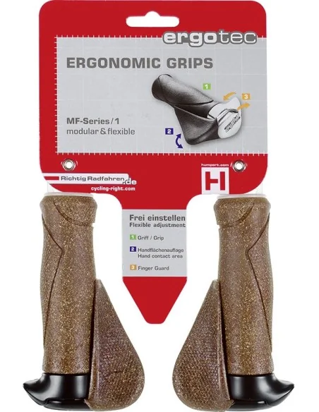 Handvatpaar Ergotec MF1 kurk / aluminium 130+130 mm - bruin / zwart