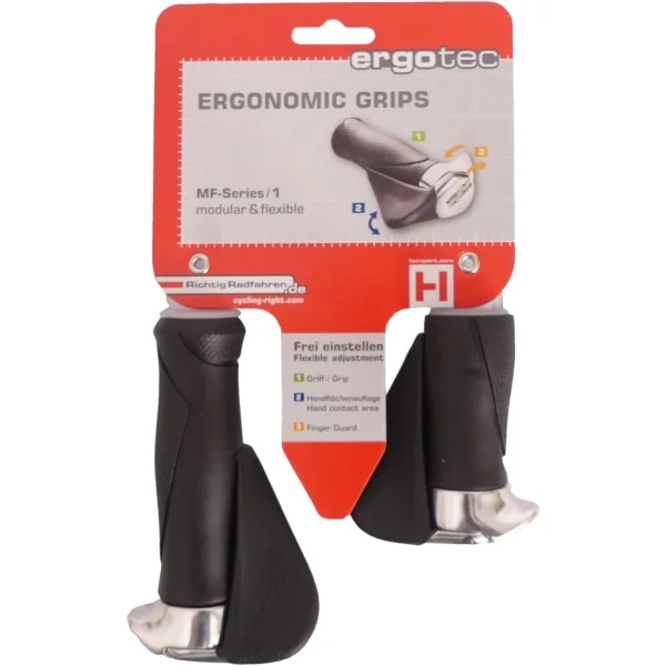 Handvatpaar Ergotec MF1 kraton / aluminium 130+87 mm - zwart