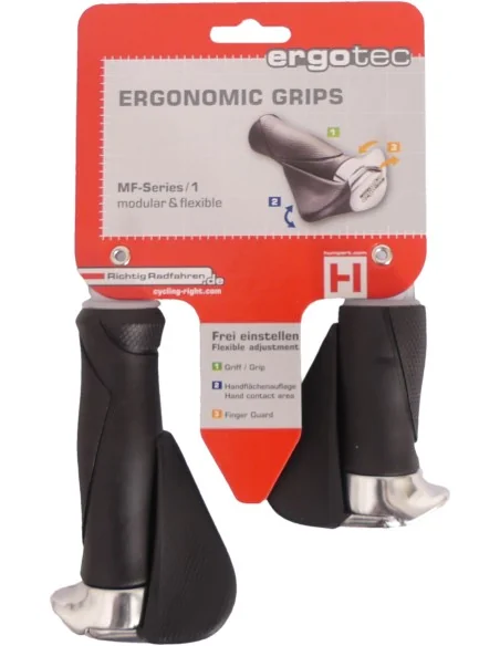 Handvatpaar Ergotec MF1 kraton / aluminium 130+87 mm - zwart