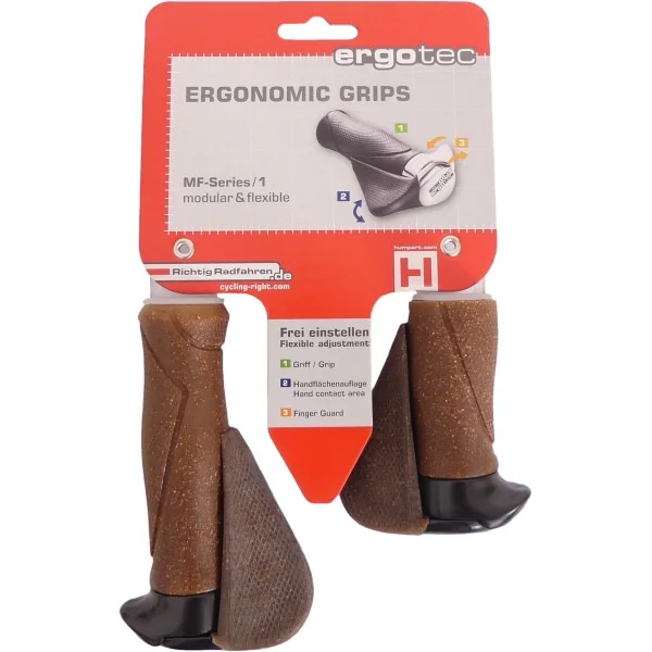 Handvatpaar Ergotec MF1 kurk / aluminium 130+87 mm - bruin / zwart