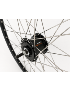 Voorwiel 28 x 1/4'' aluminium ZAC 2000 velg - Shimano DH-C6000-3N naafdynamo - rollerbrake - zwart/zilver 2