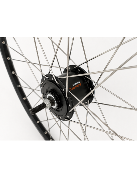 Voorwiel 28 x 1/4'' aluminium ZAC 2000 velg - Shimano DH-C6000-3N naafdynamo - rollerbrake - zwart/zilver