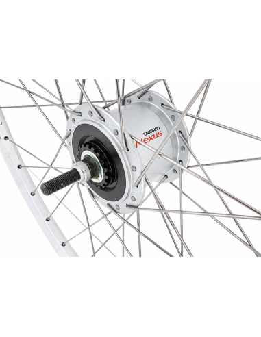 Voorwiel 28 x 1/4'' aluminium ZAC 2000 velg - Shimano DH-C6000-3N naafdynamo - rollerbrake - zilver