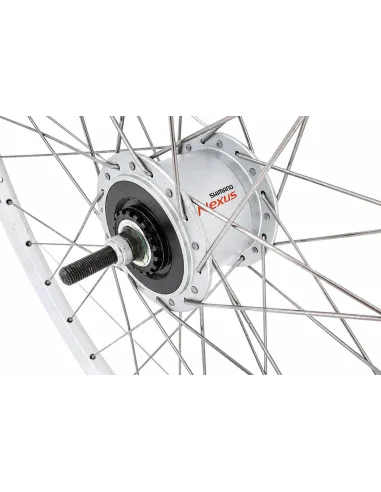 Voorwiel 28 x 1/4'' aluminium ZAC 2000 velg - Shimano DH-C6000-3N naafdynamo - rollerbrake - zilver