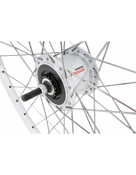 Voorwiel 28 x 1/4'' aluminium ZAC 2000 velg - Shimano DH-C6000-3N naafdynamo - rollerbrake - zilver