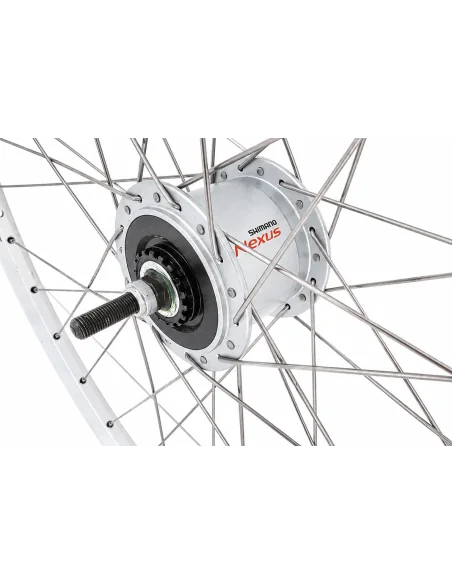 Voorwiel 28 x 1/4'' aluminium ZAC 2000 velg - Shimano DH-C6000-3N naafdynamo - rollerbrake - zilver