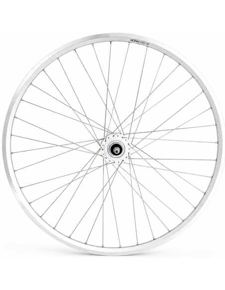 Voorwiel 28 x 1/4'' aluminium ZAC 2000 velg - Shimano DH-C3000-3N naafdynamo - velgrem - zilver