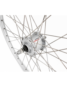 Voorwiel 28 x 1/4'' aluminium ZAC 2000 velg - Shimano DH-C3000-3N naafdynamo - velgrem - zilver 2