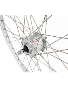 Voorwiel 28 x 1/4'' aluminium ZAC 2000 velg - Shimano DH-C3000-3N naafdynamo - velgrem - zilver 2