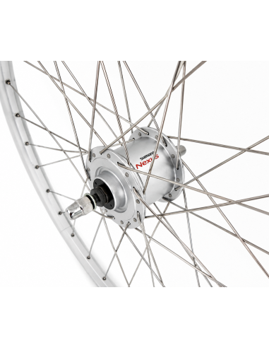 Voorwiel 28 x 1/4'' aluminium ZAC 2000 velg - Shimano DH-C3000-3N naafdynamo - velgrem - zilver