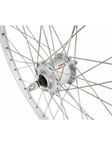 Voorwiel 28 x 1/4'' aluminium ZAC 2000 velg - Shimano DH-C3000-3N naafdynamo - velgrem - zilver