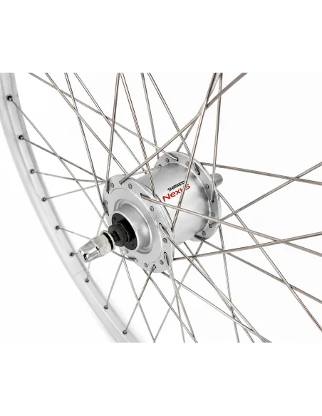 Voorwiel 28 x 1/4'' aluminium ZAC 2000 velg - Shimano DH-C3000-3N naafdynamo - velgrem - zilver