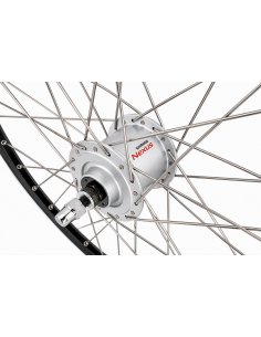 Voorwiel 28 x 1/4'' aluminium ZAC 2000 velg - Shimano DH-C3000-3N naafdynamo - velgrem - zwart/zilver 2