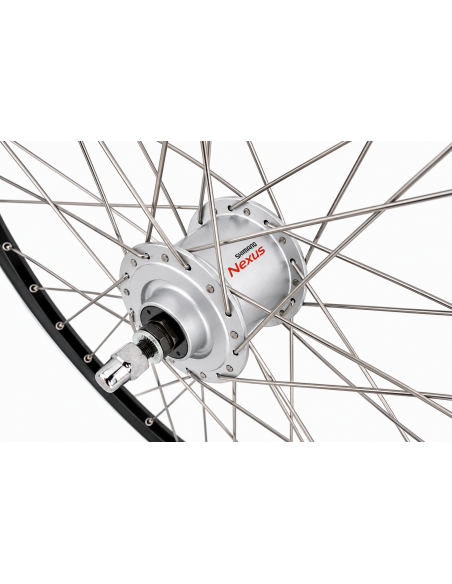 Voorwiel 28 x 1/4'' aluminium ZAC 2000 velg - Shimano DH-C3000-3N naafdynamo - velgrem - zwart/zilver