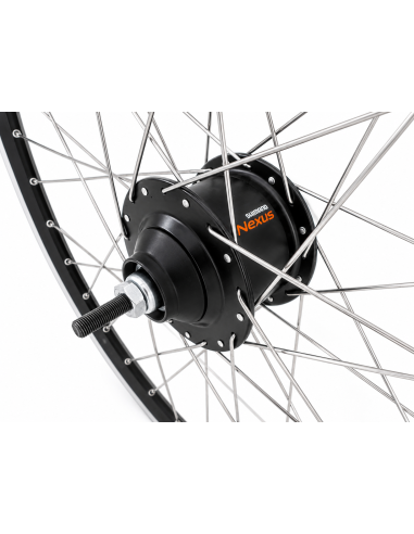 Achterwiel 28" aluminium ZAC 2000 velg zwart/zilver - Shimano SG-C6001-8R Nexus 8 naaf en RVS spaken