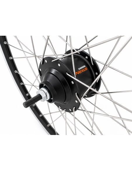Achterwiel 28" aluminium ZAC 2000 velg zwart/zilver - Shimano SG-C6001-8R Nexus 8 naaf en RVS spaken