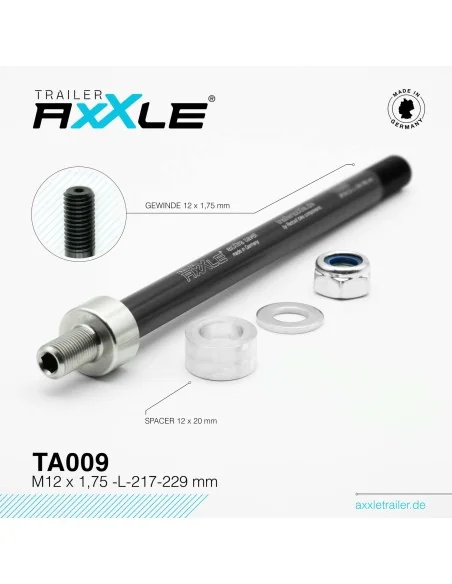 Steekas voor aanhangwagen Radoxx TA009 M12 x 1,75 lengte 217-229mm