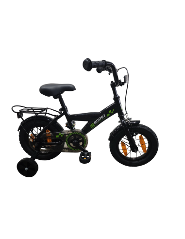Kinderfiets Bikefun Boost 12 inch - met zijwieltjes en remnaaf - Zwart