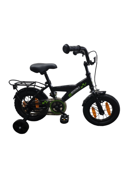 Kinderfiets Bikefun Boost 12 inch - met zijwieltjes en remnaaf - Zwart