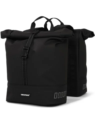 Gerecyclede dubbele fietstas Urban Proof Rolltop 38 liter 30 x 15 x 42 cm - zwart