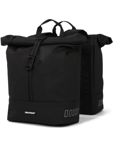 Gerecyclede dubbele fietstas Urban Proof Rolltop 38 liter 30 x 15 x 42 cm - zwart
