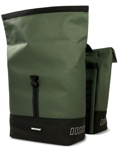 Gerecyclede dubbele fietstas Urban Proof Rolltop 38 liter 30 x 15 x 42 cm - groen
