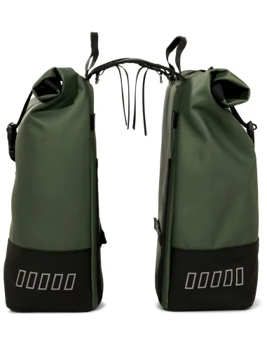 Gerecyclede dubbele fietstas Urban Proof Rolltop 38 liter 30 x 15 x 42 cm - groen