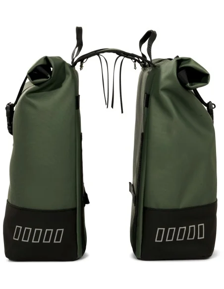 Gerecyclede dubbele fietstas Urban Proof Rolltop 38 liter 30 x 15 x 42 cm - groen
