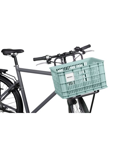 Fietskrat Basil M gerecycled kunststof, 29.5L - silver blue