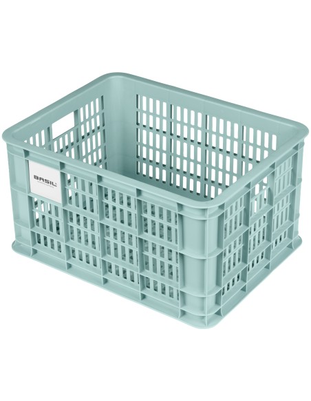 Fietskrat Basil L gerecycled kunststof, 40L - silver blue