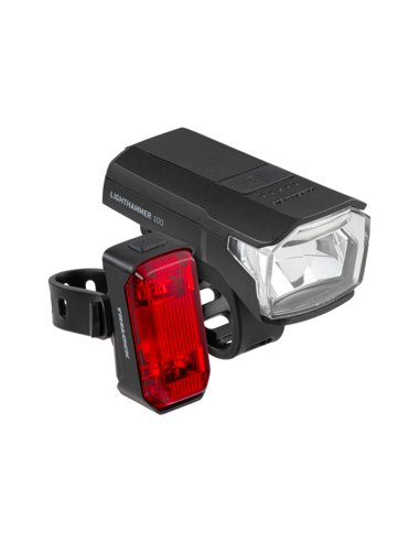 Verlichtingsset Trelock Lighthammer 100 USB Set - 100 lux, zwart