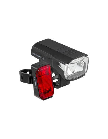 Verlichtingsset Trelock Lighthammer 100 USB Set - 100 lux, zwart