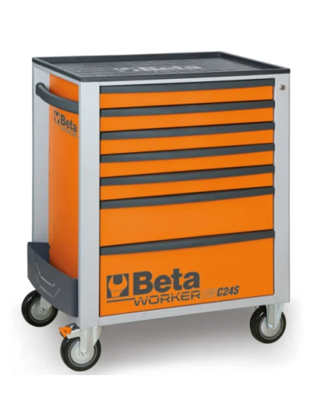 Gereedschapswagen (oranje) Beta Tools C24S met 7 laden en 240-delig assortiment gereedschappen