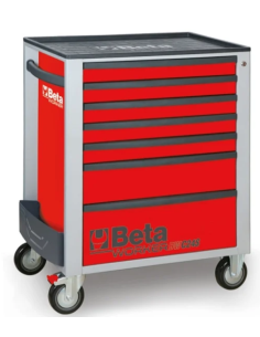 Gereedschapswagen (rood) Beta Tools C24S met 7 laden en 240-delig assortiment gereedschappen