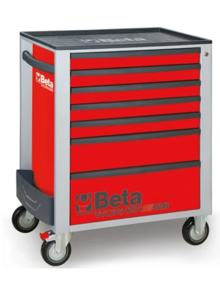 Gereedschapswagen (rood) Beta Tools C24S met 7 laden en 240-delig assortiment gereedschappen