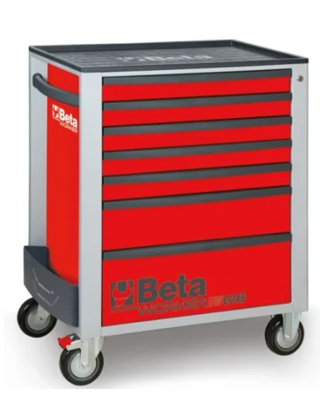 Gereedschapswagen (rood) Beta Tools C24S met 7 laden en 240-delig assortiment gereedschappen