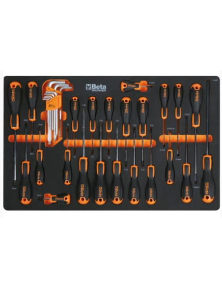 Gereedschapswagen (rood) Beta Tools C24S met 7 laden en 240-delig assortiment gereedschappen