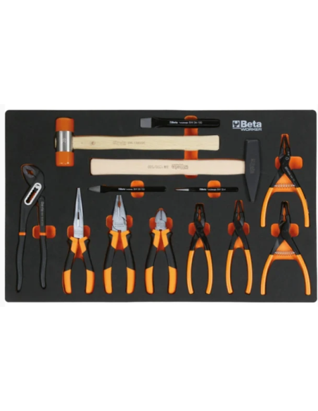 Gereedschapswagen (rood) Beta Tools C24S met 7 laden en 240-delig assortiment gereedschappen